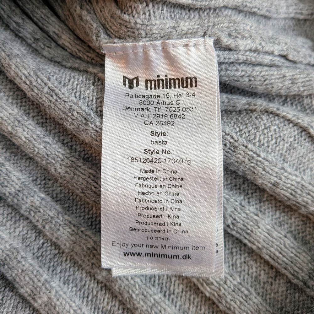 Minimum Gray Ribbed Knit Sweater Wool Blend Small | Scandinavian Minimalist #204 - Picture 4 of 5